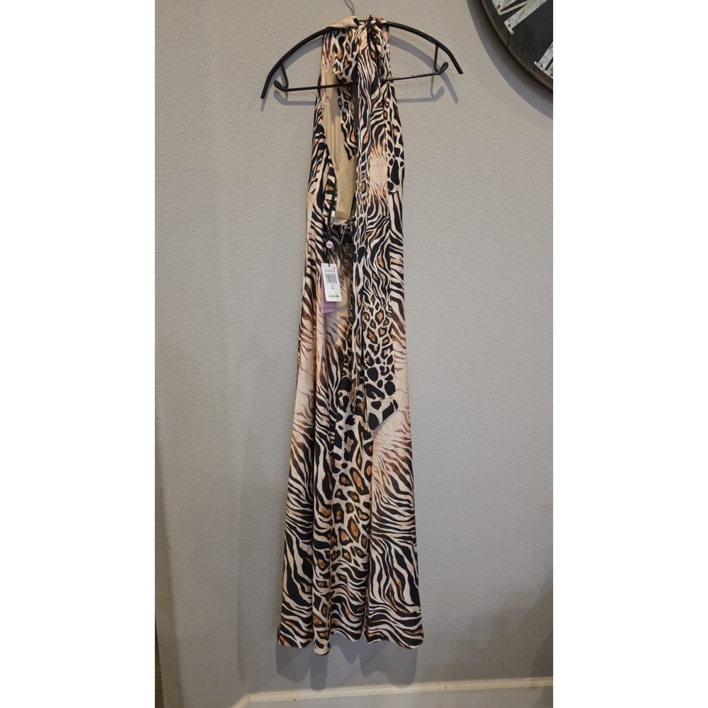 Avec Les Filles Animal Print Halter Maxi Dress Leopard Zebra Tiger Gown 8 - Picture 11 of 16